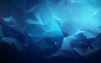 Abstract plexus blue geometrical shapes connection