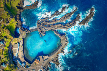 Landscape with natural pool in Cais do Seixal, Madeira island, Portugal