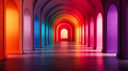 Obraz premium Hallways with gradient-painted doorways