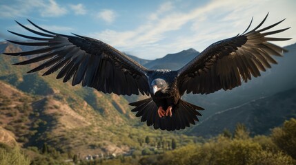 Naklejka premium A breathtaking shot of a Condor his natural habitat, showcasing his majestic beauty and strength.