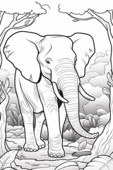 Black and white illustration of animals, cartoon page, coloring page for kids and adults.