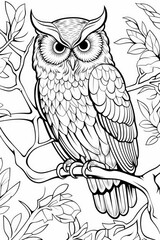 Fototapeta premium Black and white illustration of animals, cartoon page, coloring page for kids and adults.