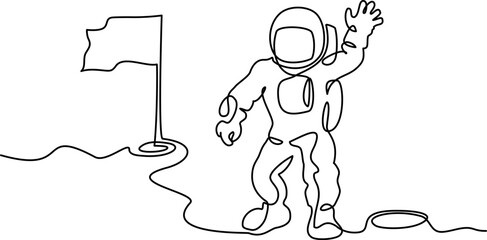 Cosmonaut exploring outer space. Astronaut on moon,