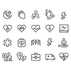 AED and Emergency Icons vector design