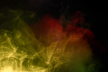 Orange and red steam on a black background.