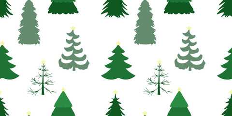 seamless pattern with green Christmas trees. christmas background, gift wrapping. vector