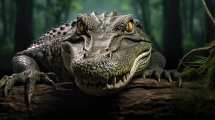 Fototapeta premium A breathtaking shot of an Alligator his natural habitat, showcasing his majestic beauty and strength.
