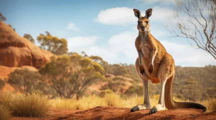 Wandcirkels plexiglas A breathtaking shot of a Kangaroo his natural habitat, showcasing his majestic beauty and strength. © pvl0707