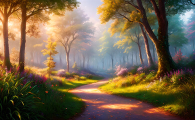 Beautiful fantasy fairy forest, generative ai