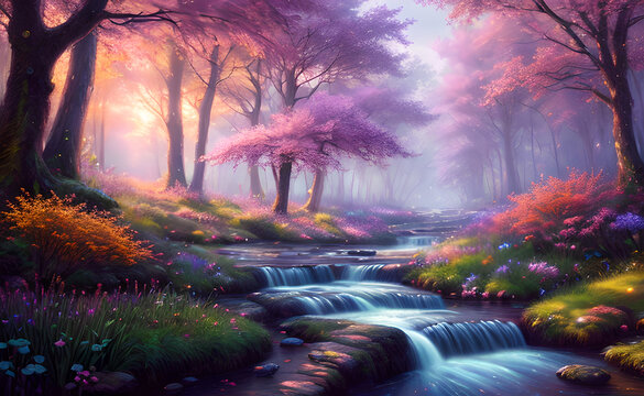 Beautiful fantasy fairy forest, generative ai