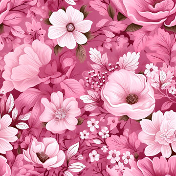 Pink Floral Seamless Pattern
