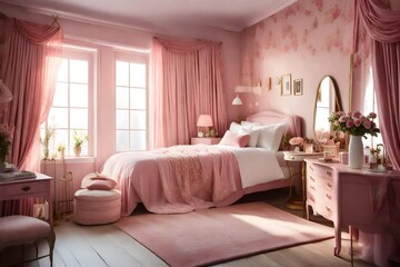 Fototapeta premium a comfortable bedroom of a girl