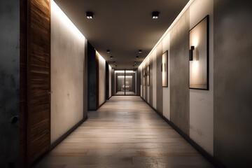 Grunge style hallway interior in the hotel