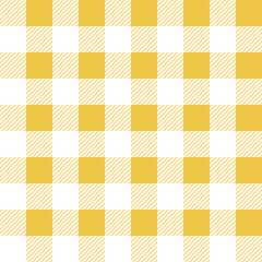 Gingham seamless pattern with Yellow and white color, checkerboard background, square, tablecloth, Vector illustration. 