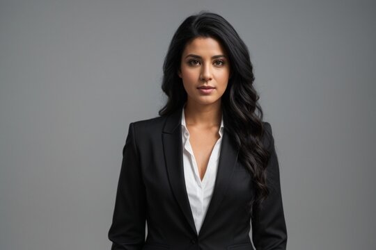 mulher de neg&oacute;cios com cabelo e roupa preta 