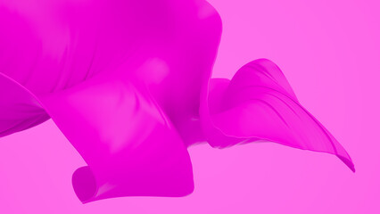 3d abstract pink cloth surface on pastel background. 3d rendering