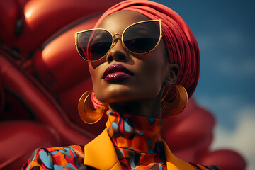 African Beauty in '70s Sunset Shades 