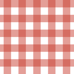 Gingham seamless pattern with red and white color, checkerboard background, square, tablecloth, Vector illustration. 