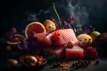 a close up magazine quality shot of Sashimi, AI generated, Generative AI, AI Art, illustration,