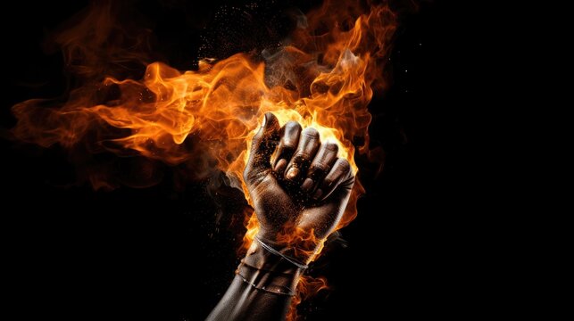 a fire fist winner on a black background