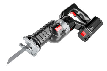 Sabre saw, black color. 3D rendering isolated on transparent background