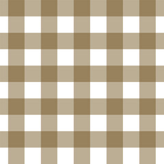 Gingham seamless pattern with brown and white color, checkerboard background, square, tablecloth, Vector illustration. 