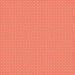 Repeated stylized red squares on yellow background. Seamless Chinese window tracery pattern. Symmetric geometric abstract wallpaper. Trellis motif. Digital paper, textile print. Vector illustration