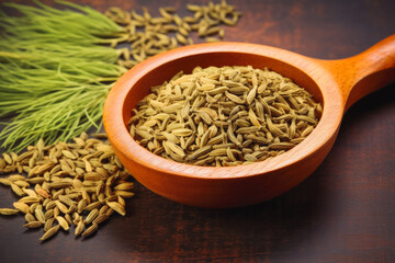 Fennel spice on solid background.