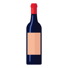 Bottle of wine isolated on white, vector illustration
