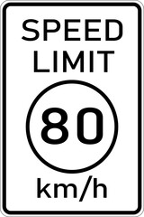 Vector graphic of a usa kph Speed Limit highway sign. It consists of the wording Speed Limit and the actual limit in a circle all in a white rectangle