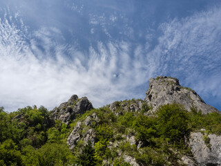 Fototapeta na wymiar Landscape from Cerna Valley, ( Valea Cernei ), Mehedinți county, Romania