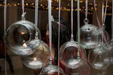 Esferas de cristal con velas para decorar la fiesta de 15 años1