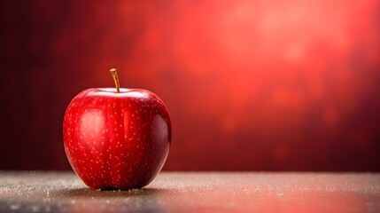 Single apple on a minimal red background.