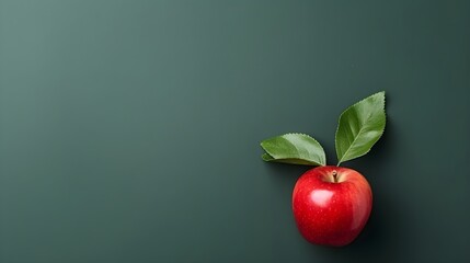 Single red apple on a minimal green background.