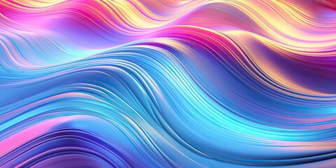 Obraz premium Abstract 3D Background, colorful holographic wavy waves flowing liquid paint.