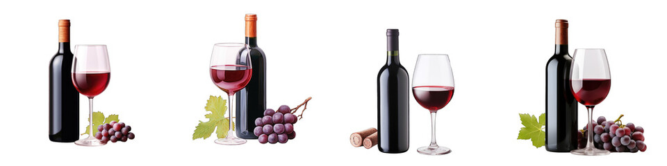 Obraz premium Red Wine clipart collection, vector, icons isolated on transparent background