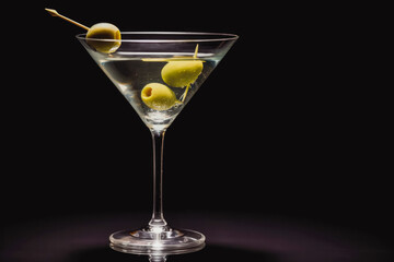 Martini cocktail on solid background.