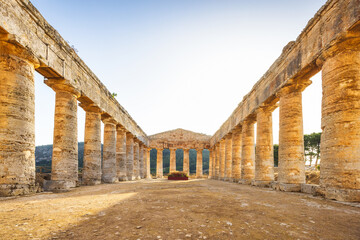 The Doric temple of Segesta. The archaeological site at Sicily, Italy, Europe. - obrazy, fototapety, plakaty