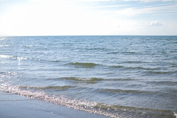 beach scene captures the essence of a scorching summer day, where people revel in the refreshing...