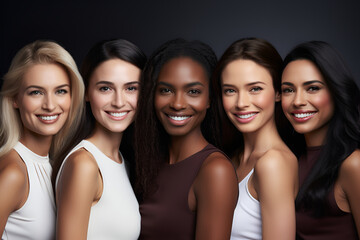 young multiethnic female persons. smiling girls.