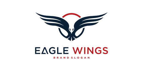 Eagle logo design vector illustration with creative eagle wing design vector
