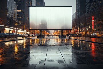 Large blank billboard on city street, mock up, 3D rendering.