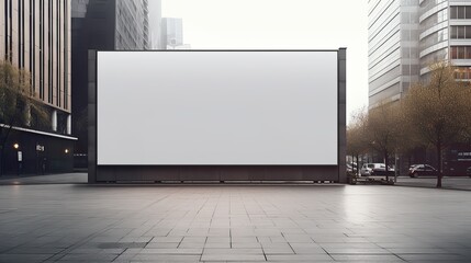 Fototapeta premium Large blank billboard on city street, mock up, 3D rendering.