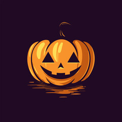 Orange carved pumpkin with smile for your design for the holiday Halloween. Vector illustration.