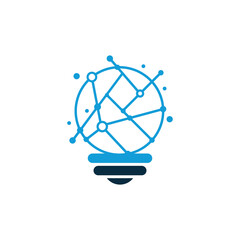 Obraz premium Smart bulb logo design element vector with creative technology concept