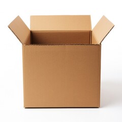Brown cardboard box on a white background, close-up, isolated. Delivery concept.