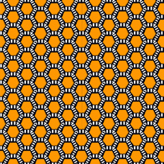 Paint brush hexagons. Hand drawn honeycombs background. Hexahedrons wallpaper. Hives motif. Geometric backdrop. Ethnic digital paper. Web designing. Textile print. Seamless pattern.