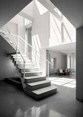 Monochromatic black and white interior minimalist living room, simple, clean, architecturally designed