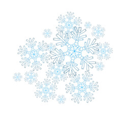 Blue snowflakes abstraction on a white background. Vector illustration