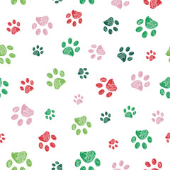 Christmas design seamless paw prints pattern - 644616510